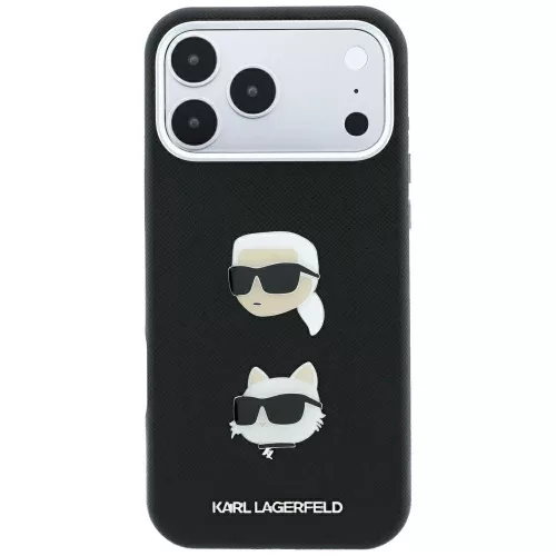 Karl Lagerfeld - Saffiano with K&C Heads Pins and Logo (KLHCP18XPSWFDHPK) - iPhone 18 Pro Max / iPhone 17 Pro Max - Black