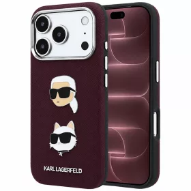   Karl Lagerfeld - Saffiano with K&C Heads Pins and Logo (KLHCP18XPSWFDHPR) - iPhone 18 Pro Max / iPhone 17 Pro Max - Burgundy