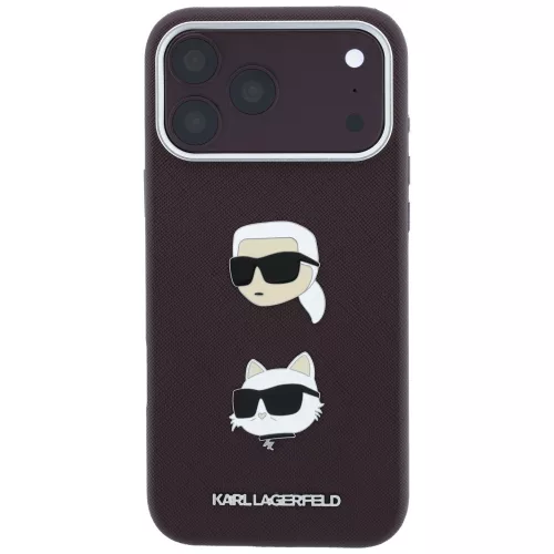 Karl Lagerfeld - Saffiano with K&C Heads Pins and Logo (KLHCP18XPSWFDHPR) - iPhone 18 Pro Max / iPhone 17 Pro Max - Burgundy