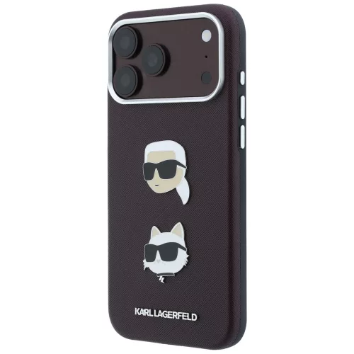 Karl Lagerfeld - Saffiano with K&C Heads Pins and Logo (KLHCP18XPSWFDHPR) - iPhone 18 Pro Max / iPhone 17 Pro Max - Burgundy