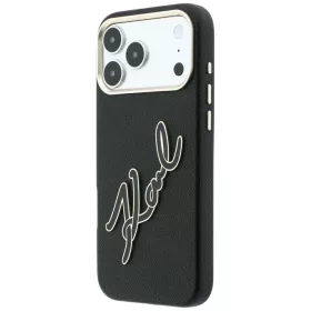   Karl Lagerfeld - Smooth Leather Big Resin Signature Logo (KLHCP18X6PFCKSRK) - iPhone 18 Pro Max / iPhone 17 Pro Max - Black