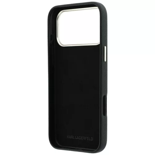 Karl Lagerfeld - Smooth Leather Big Resin Signature Logo (KLHCP18X6PFCKSRK) - iPhone 18 Pro Max / iPhone 17 Pro Max - Black