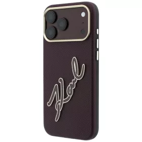   Karl Lagerfeld - Smooth Leather Big Resin Signature Logo (KLHCP18X6PFCKSRR) - iPhone 18 Pro Max / iPhone 17 Pro Max - Burgundy