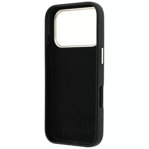 Karl Lagerfeld - Smooth Leather Big Resin Signature Logo (KLHCP18L6PFCKSRK) - iPhone 18 Pro / iPhone 17 Pro - Black