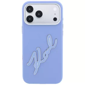   Karl Lagerfeld - Smooth Leather Big Resin Signature Logo (KLHCP18L6PFCKSRB) - iPhone 18 Pro / iPhone 17 Pro - Light Blue
