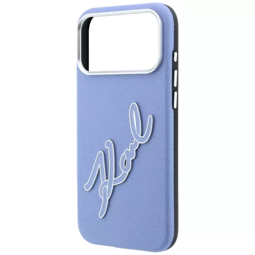 Karl Lagerfeld - Smooth Leather Big Resin Signature Logo (KLHCP18L6PFCKSRB) - iPhone 18 Pro / iPhone 17 Pro - Light Blue