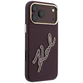   Karl Lagerfeld - Smooth Leather Big Resin Signature Logo (KLHCP18L6PFCKSRR) - iPhone 18 Pro / iPhone 17 Pro - Burgundy
