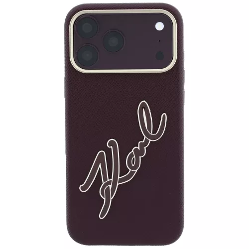 Karl Lagerfeld - Smooth Leather Big Resin Signature Logo (KLHCP18L6PFCKSRR) - iPhone 18 Pro / iPhone 17 Pro - Burgundy