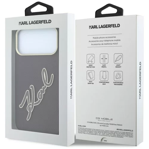 Karl Lagerfeld - Smooth Leather Big Resin Signature Logo (KLHCP18L6PFCKSRR) - iPhone 18 Pro / iPhone 17 Pro - Burgundy