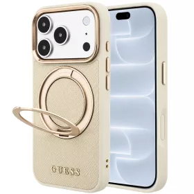   Guess - Grained Leather Ring Stand 360 Classic Logo MagSafe (GUHMP18L6PSGRSCLE) - iPhone 18 Pro / iPhone 17 Pro - Beige