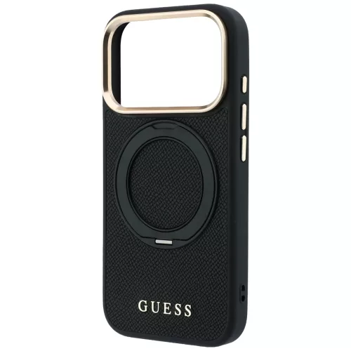 Guess - Grained Leather Ring Stand 360 Classic MagSafe (GUHMP18X6PSGRSCLK) - iPhone 18 Pro Max / iPhone 17 Pro Max - Black