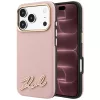 Karl Lagerfeld - Grained Leather Resin Sign Logo MagSafe (KLHMP18X6PWKSRSP) - iPhone 18 Pro Max / iPhone 17 Pro Max - Pink