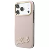 Karl Lagerfeld - Grained Leather Resin Sign Logo MagSafe (KLHMP18X6PWKSRSP) - iPhone 18 Pro Max / iPhone 17 Pro Max - Pink