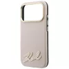 Karl Lagerfeld - Grained Leather Resin Sign Logo MagSafe (KLHMP18X6PWKSRSP) - iPhone 18 Pro Max / iPhone 17 Pro Max - Pink