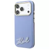 Karl Lagerfeld - Grained Leather Resin Sign Logo MagSafe (KLHMP18X6PWKSRSB) - iPhone 18 Pro Max / iPhone 17 Pro Max - Light Blue