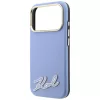 Karl Lagerfeld - Grained Leather Resin Sign Logo MagSafe (KLHMP18X6PWKSRSB) - iPhone 18 Pro Max / iPhone 17 Pro Max - Light Blue