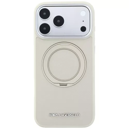 Karl Lagerfeld - Ring Stand 360 Saffiano MagSafe (KLHMP18X6PSARSKME) - iPhone 18 Pro Max / iPhone 17 Pro Max - Beige