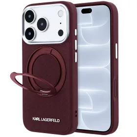   Karl Lagerfeld - Ring Stand 360 Saffiano MagSafe (KLHMP18L6PSARSKMR) - iPhone 18 Pro / iPhone 17 Pro - Burgundy