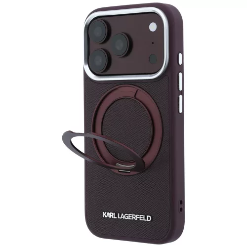 Karl Lagerfeld - Ring Stand 360 Saffiano MagSafe (KLHMP18L6PSARSKMR) - iPhone 18 Pro / iPhone 17 Pro - Burgundy