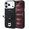 Karl Lagerfeld - Leather Ring Stand 360 C Pin MagSafe (KLHMP18XPSRSCHHK) - iPhone 18 Pro Max / iPhone 17 Pro Max - Black