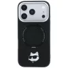Karl Lagerfeld - Leather Ring Stand 360 C Pin MagSafe (KLHMP18XPSRSCHHK) - iPhone 18 Pro Max / iPhone 17 Pro Max - Black