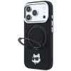 Karl Lagerfeld - Leather Ring Stand 360 C Pin MagSafe (KLHMP18XPSRSCHHK) - iPhone 18 Pro Max / iPhone 17 Pro Max - Black