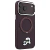 Karl Lagerfeld - Leather Ring Stand 360 KC Pin MagSafe (KLHMP18XPSRSKCHR) - iPhone 18 Pro Max / iPhone 17 Pro Max - Burgundy