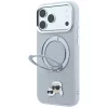 Karl Lagerfeld - Leather Ring Stand 360 KC Pin MagSafe (KLHMP18LPSRSKCHG) - iPhone 18 Pro / iPhone 17 Pro - Grey