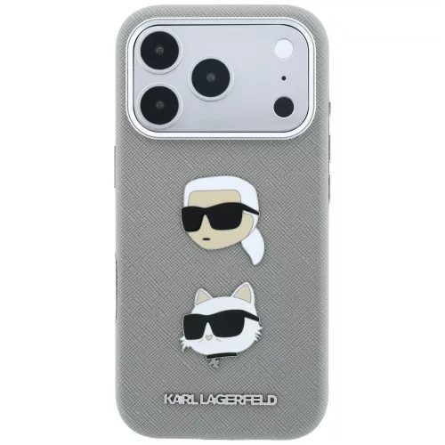 Karl Lagerfeld - Saffiano with K&C Heads Pins and Logo (KLHCP18XPSWFDHPG) - iPhone 18 Pro Max / iPhone 17 Pro Max - Grey