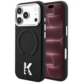   Karl Lagerfeld - Grained Leather Embossed Ring MagSafe (KLHMP18X6PWBKECK) - iPhone 18 Pro Max / iPhone 17 Pro Max - Black