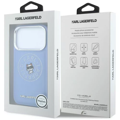 Karl Lagerfeld - Leather Point & C Sketch MagSafe (KLHMP18L6PCCPRB) - iPhone 18 Pro / iPhone 17 Pro - Light Blue