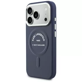   Karl Lagerfeld - Leather Embossed Open Ring Karl RSG Logo MagSafe (KLHMP18LPSKRSGEB) - iPhone 18 Pro / iPhone 17 Pro - Blue