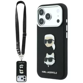   Karl Lagerfeld - Saffiano K&C Heads Pins and Logo Crossbody (KLHCP18XPSWFDHPSK) - iPhone 18 Pro Max / iPhone 17 Pro Max - Black