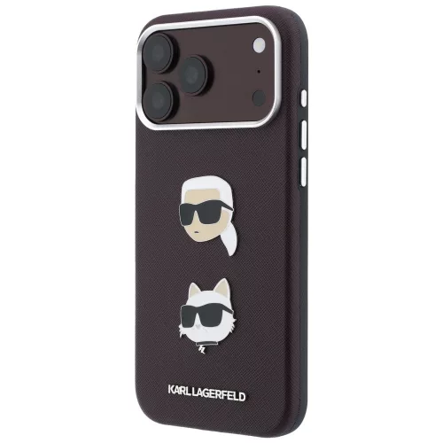 Karl Lagerfeld - Saffiano K&C Heads Pins Logo Crossbody (KLHCP18XPSWFDHPSR) - iPhone 18 Pro Max / iPhone 17 Pro Max - Burgundy