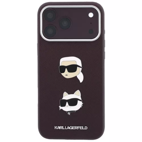 Karl Lagerfeld - Saffiano K&C Heads Pins Logo Crossbody (KLHCP18XPSWFDHPSR) - iPhone 18 Pro Max / iPhone 17 Pro Max - Burgundy