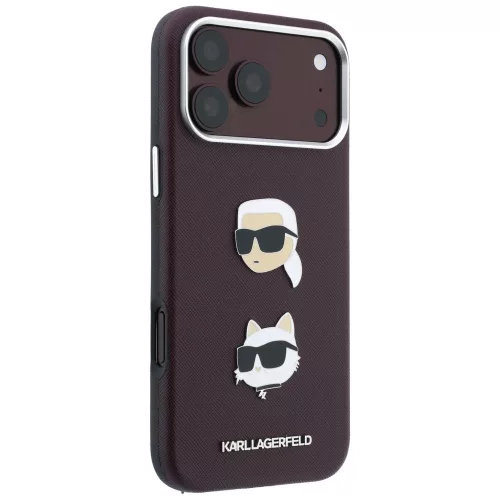 Karl Lagerfeld - Saffiano K&C Heads Pins Logo Crossbody (KLHCP18XPSWFDHPSR) - iPhone 18 Pro Max / iPhone 17 Pro Max - Burgundy