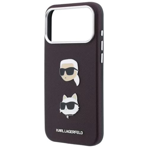 Karl Lagerfeld - Saffiano K&C Heads Pins Logo Crossbody (KLHCP18XPSWFDHPSR) - iPhone 18 Pro Max / iPhone 17 Pro Max - Burgundy