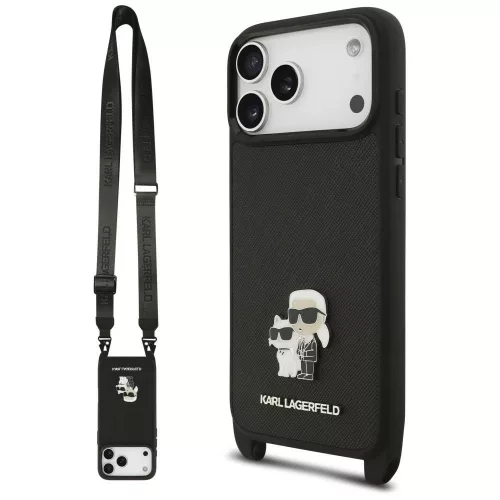 Karl Lagerfeld - Saffiano K&C Metal Pin CBDY Crossbody (KLHCP18XSAKCPBK) - iPhone 18 Pro Max / iPhone 17 Pro Max - Black
