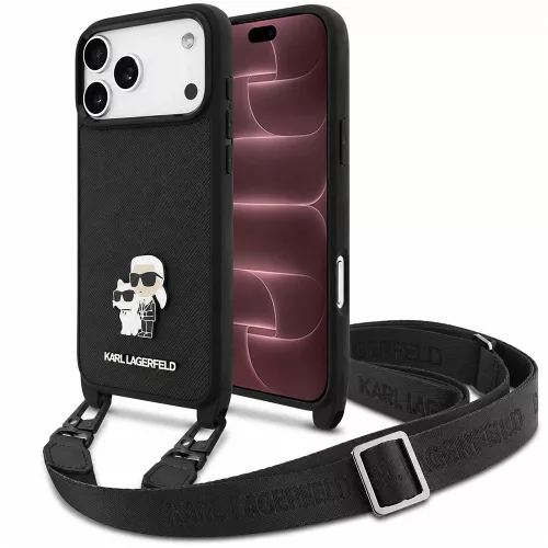 Karl Lagerfeld - Saffiano K&C Metal Pin CBDY Crossbody (KLHCP18XSAKCPBK) - iPhone 18 Pro Max / iPhone 17 Pro Max - Black