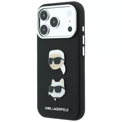 Karl Lagerfeld - Saffiano K&C Heads Pins and Logo Crossbody (KLHCP18LPSWFDHPSK) - iPhone 18 Pro / iPhone 17 Pro - Black