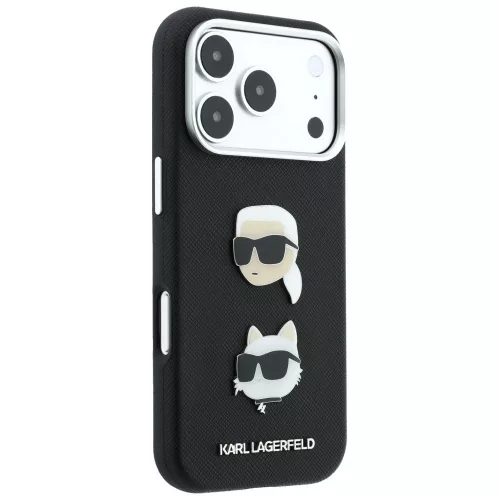 Karl Lagerfeld - Saffiano K&C Heads Pins and Logo Crossbody (KLHCP18LPSWFDHPSK) - iPhone 18 Pro / iPhone 17 Pro - Black
