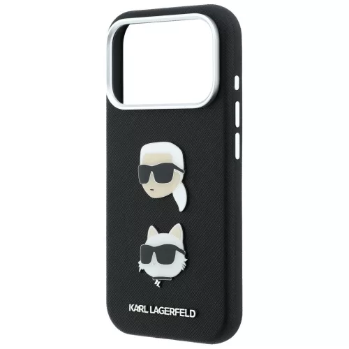 Karl Lagerfeld - Saffiano K&C Heads Pins and Logo Crossbody (KLHCP18LPSWFDHPSK) - iPhone 18 Pro / iPhone 17 Pro - Black