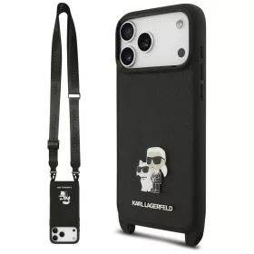   Karl Lagerfeld - Saffiano K&C Metal Pin CBDY Crossbody (KLHCP18LSAKCPBK) - iPhone 18 Pro / iPhone 17 Pro - Black