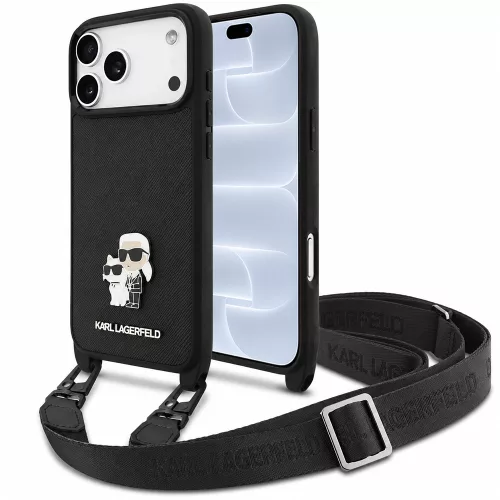 Karl Lagerfeld - Saffiano K&C Metal Pin CBDY Crossbody (KLHCP18LSAKCPBK) - iPhone 18 Pro / iPhone 17 Pro - Black