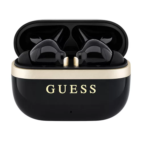 Guess - Wireless Earbuds Glossy Gold Line Printed Classic Logo (GUTWSN2HGGSK) - Bluetooth, TWS, Microphone, In-ear - Black