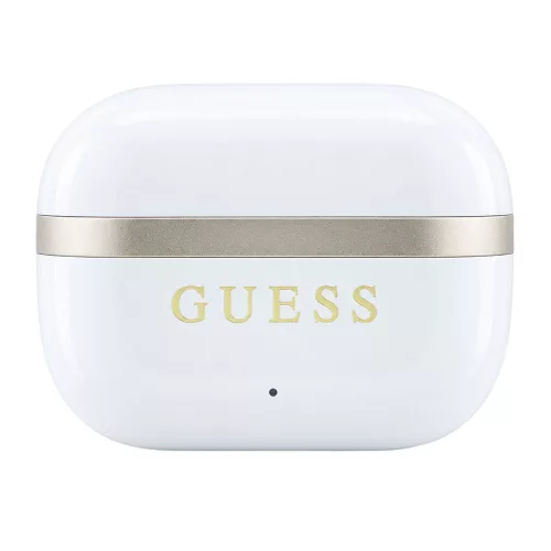 Guess - Wireless Earbuds Glossy Gold Line Printed Classic Logo (GUTWSN2HGGSH) - Bluetooth, TWS, Microphone, In-ear - White