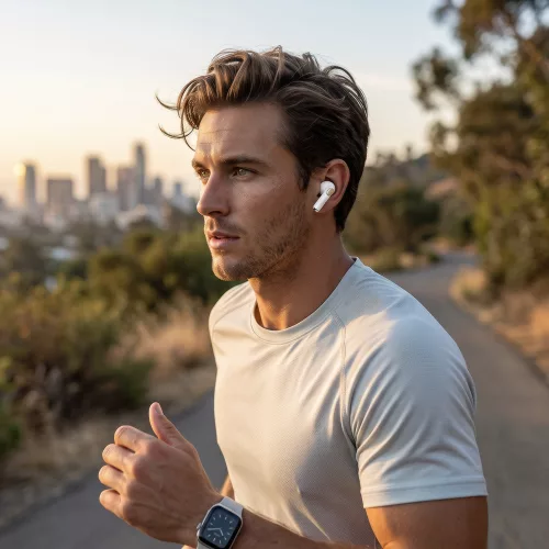 Guess - Wireless Earbuds Glossy Gold Line Printed Classic Logo (GUTWSN2HGGSH) - Bluetooth, TWS, Microphone, In-ear - White