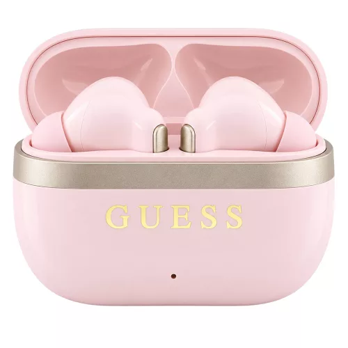 Guess - Wireless Earbuds Glossy Gold Line Printed Classic Logo (GUTWSN2HGGSP) - Bluetooth, TWS, Microphone, In-ear - Pink