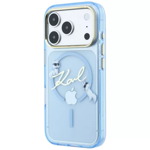 Karl Lagerfeld - IML Choupette and Karl Script Logo MagSafe (KLHMP18X5HKSCAL) - iPhone 18 Pro Max / iPhone 17 Pro Max - Light Blue