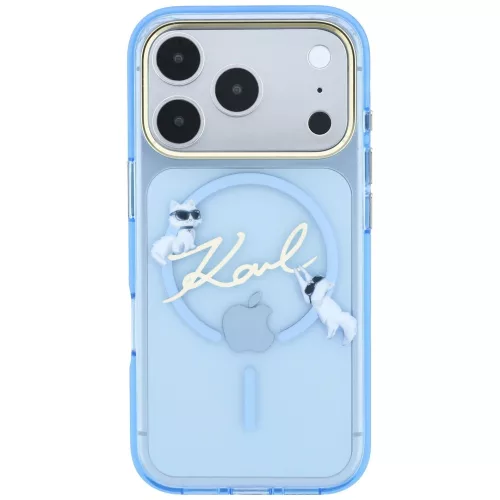 Karl Lagerfeld - IML Choupette and Karl Script Logo MagSafe (KLHMP18X5HKSCAL) - iPhone 18 Pro Max / iPhone 17 Pro Max - Light Blue